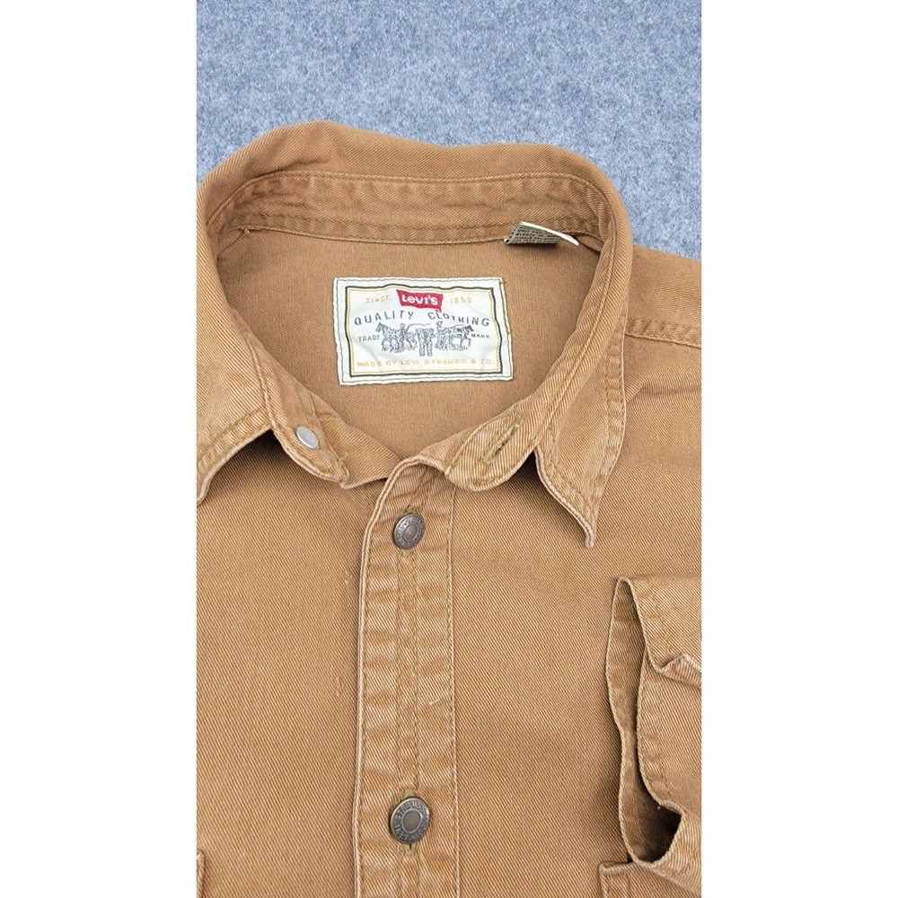 Vintage 90s Levi's Men's Red Tab Duck Canvas Long Sleeve Work Shirt Brown Medium - Picture 3 of 16